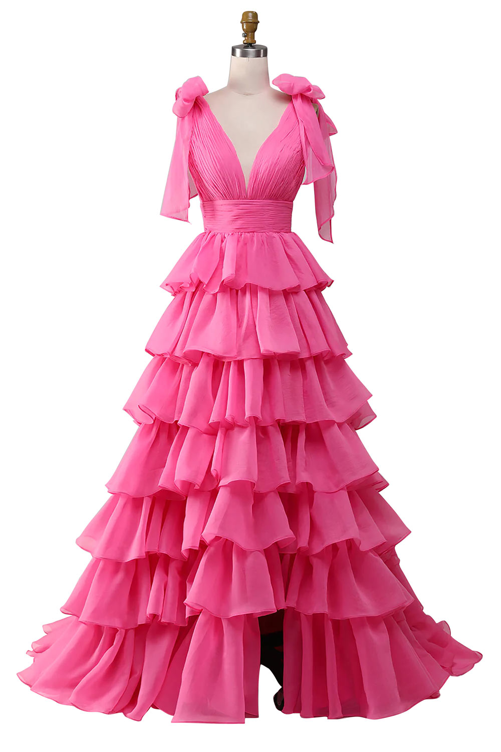 Princess Evening Dress with Slit, Fuchsia Formal Dress, Handmade Party Prom Dress, Pink Cocktail Tulle Dress