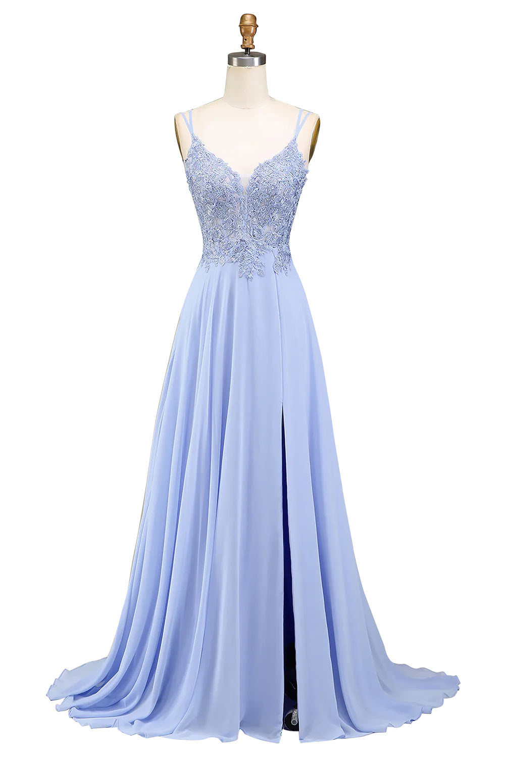 A-Line Long Prom Dress, Lavender Evening Dress, Formal Dress with Appliques, Handmade Prom Party Dress