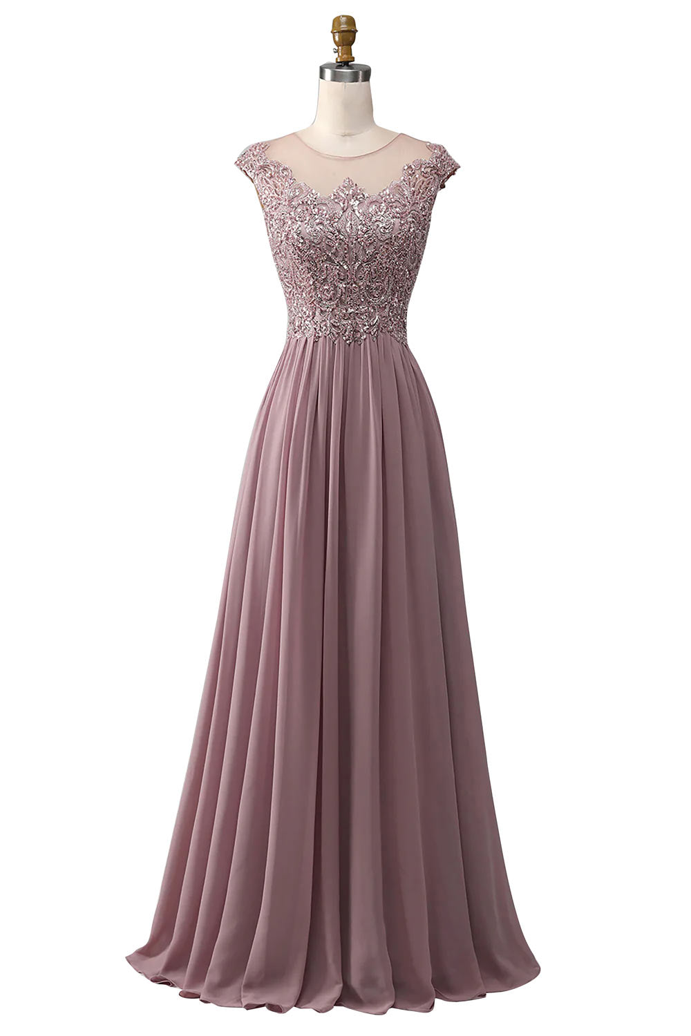 Charming Beading Prom Dress Gown, Chiffon Blush A-Line Prom Gown, Smoky Purple Evening Dress, Handmade Party Dress Evening Dress