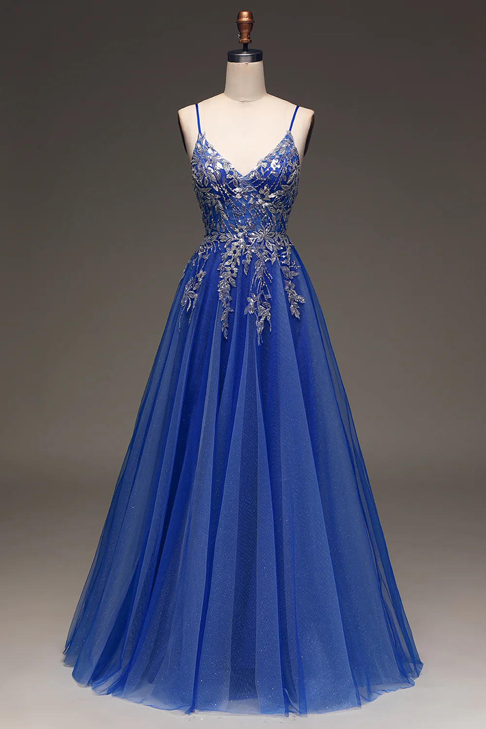 Adorable Sequins Prom Dress, Royal Blue Evening Gown, A-Line Party Dress with Appliques, Custom Formal Dress