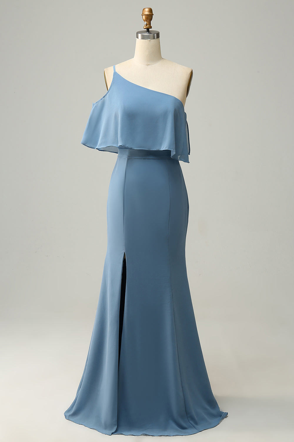 Chiffon simple party dress, custom blue evening gown