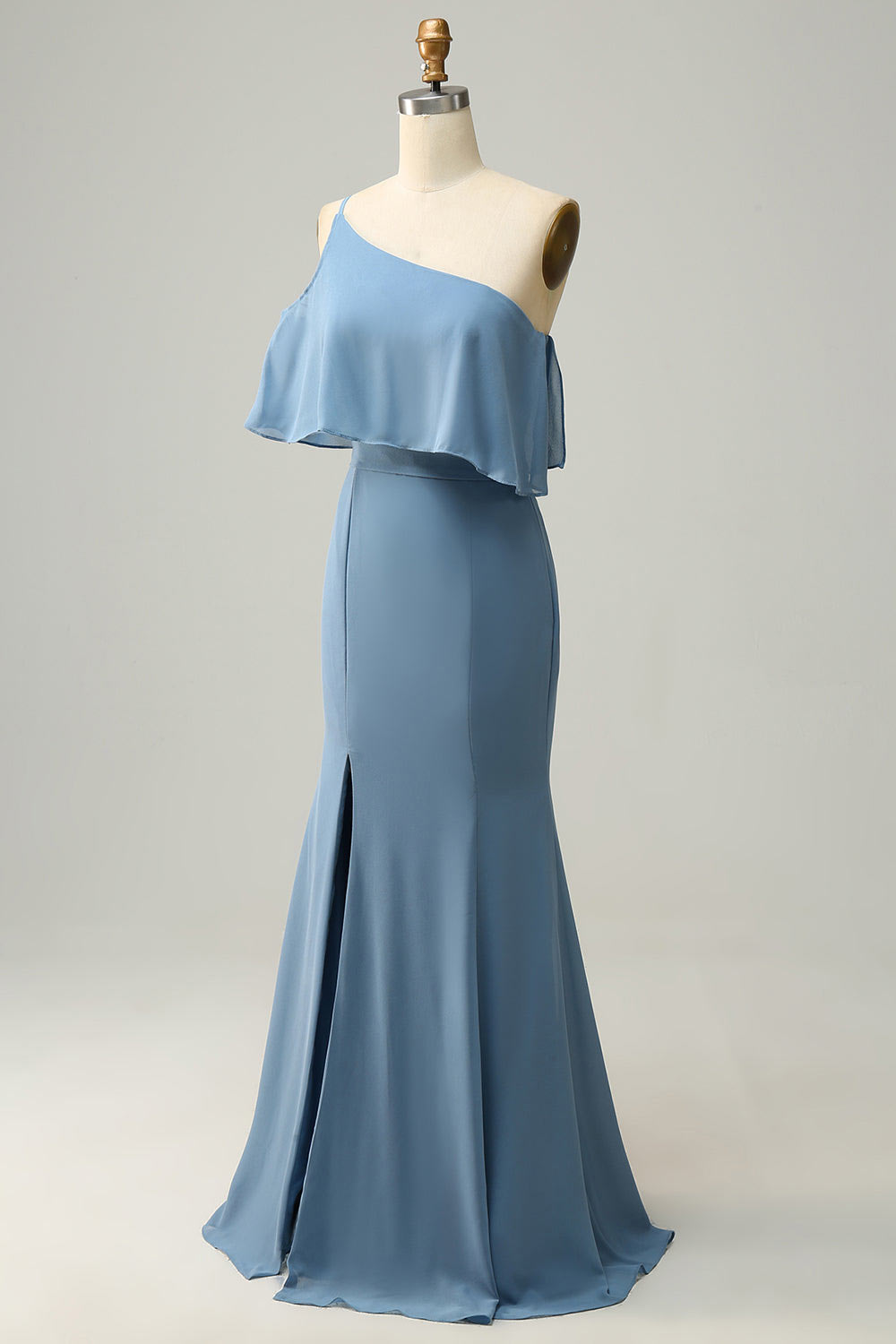 Chiffon simple party dress, custom blue evening gown