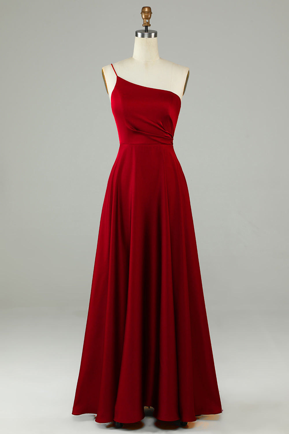 Custom burgundy party dress, soft satin evening gown