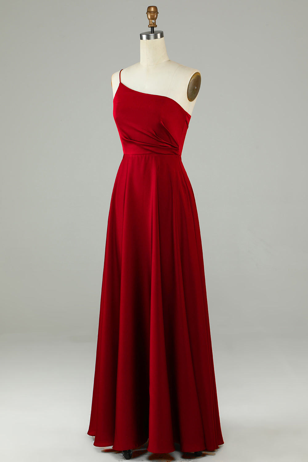 Custom burgundy party dress, soft satin evening gown