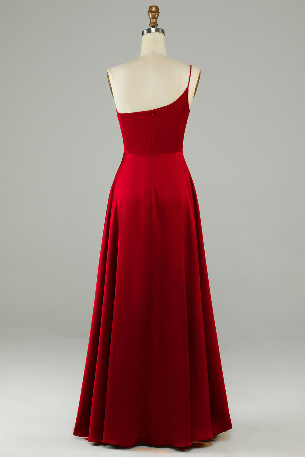 Custom burgundy party dress, soft satin evening gown