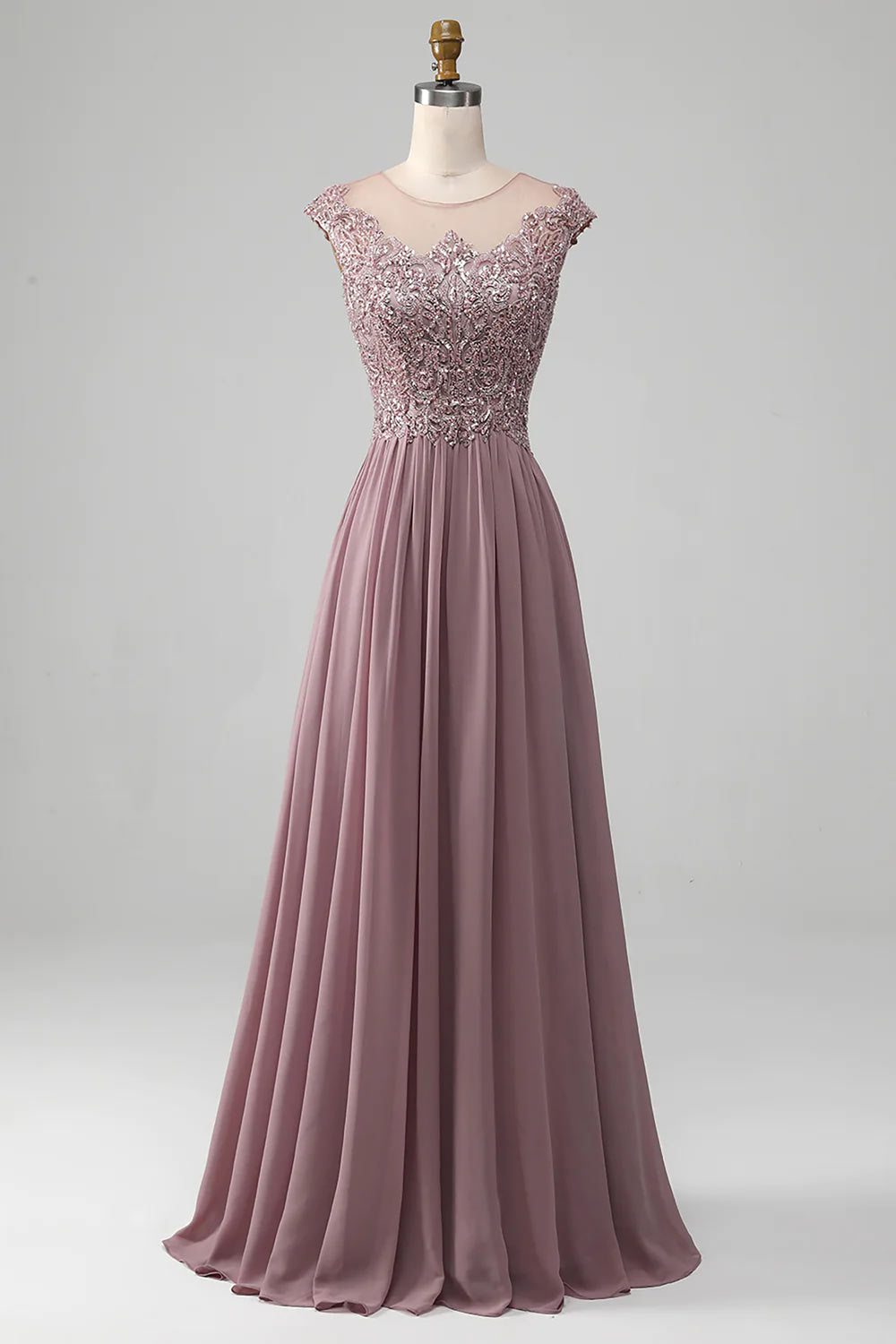 Charming Beading Prom Dress Gown, Chiffon Blush A-Line Prom Gown, Smoky Purple Evening Dress, Handmade Party Dress Evening Dress