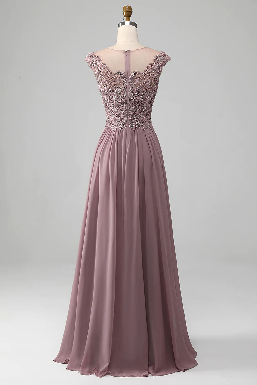 Charming Beading Prom Dress Gown, Chiffon Blush A-Line Prom Gown, Smoky Purple Evening Dress, Handmade Party Dress Evening Dress