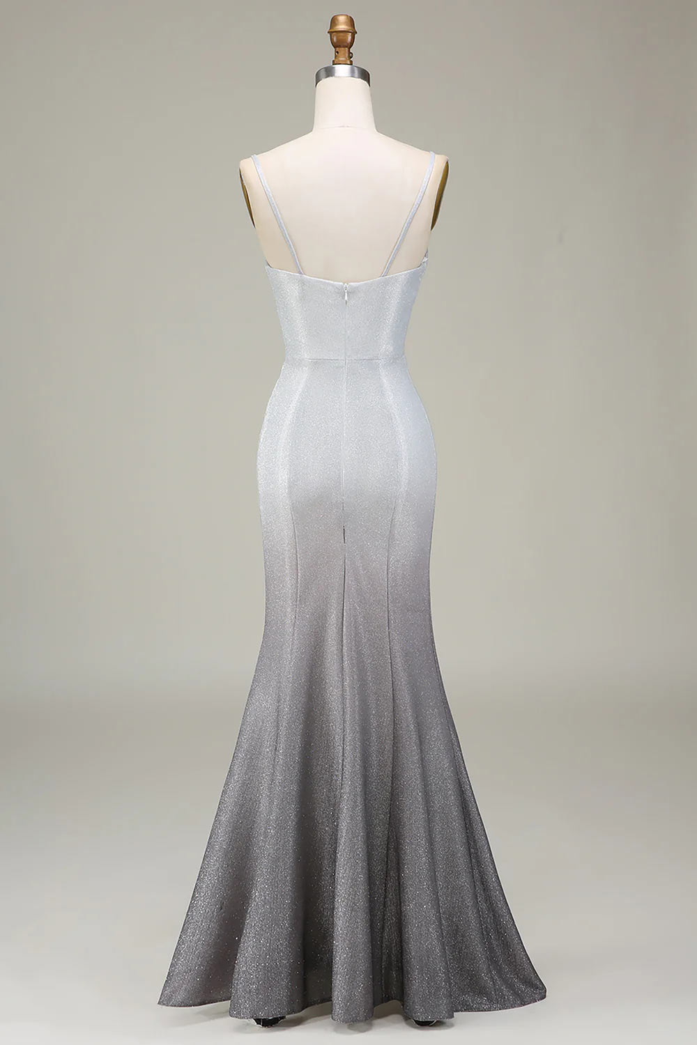 Chic Prom Dress with Pleated, Ombre Sheath Prom Gown, Mermaid Silver Grey Evening Gown, Handmade Party Dress