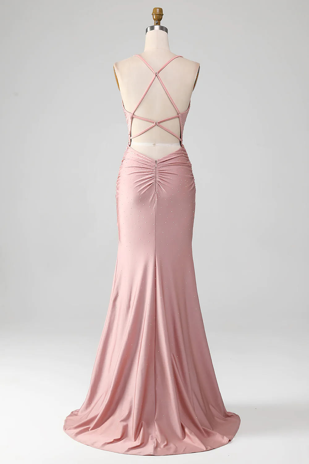 Spaghetti Straps Evening Dress, V-Neck Blush Formal Dress, Custom Party Prom Dress