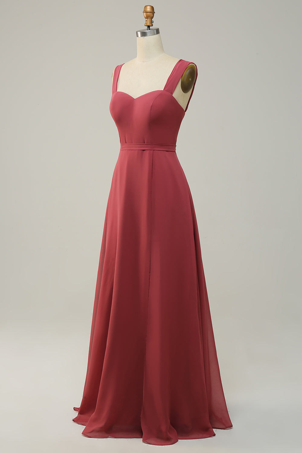 Chiffon simple slit party dress, custom wine red vintage evening gown