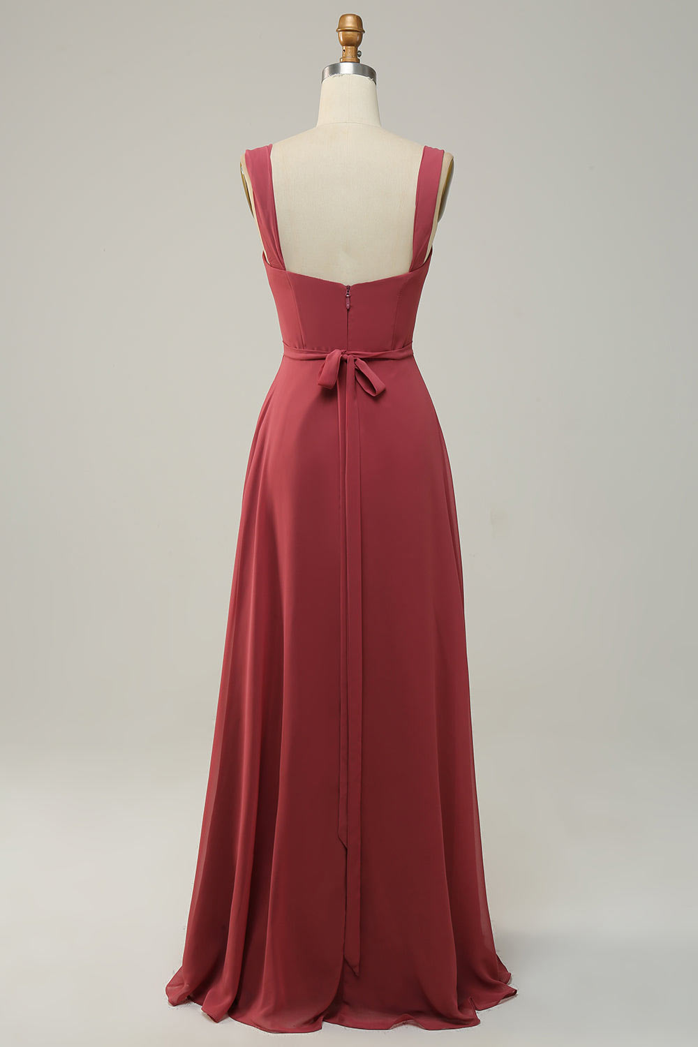 Chiffon simple slit party dress, custom wine red vintage evening gown