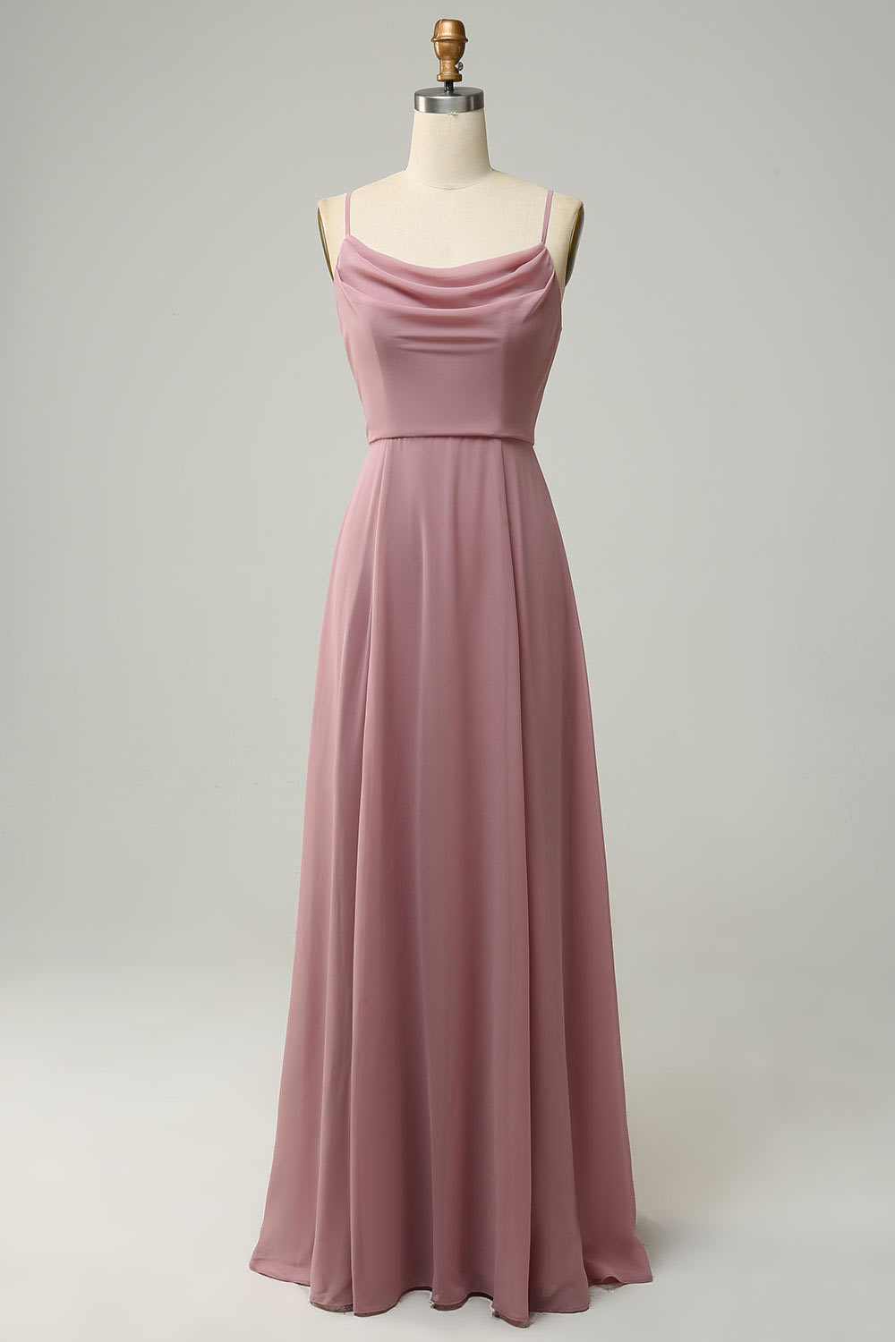 Chiffon simple party dress, custom dusy rose evening gown