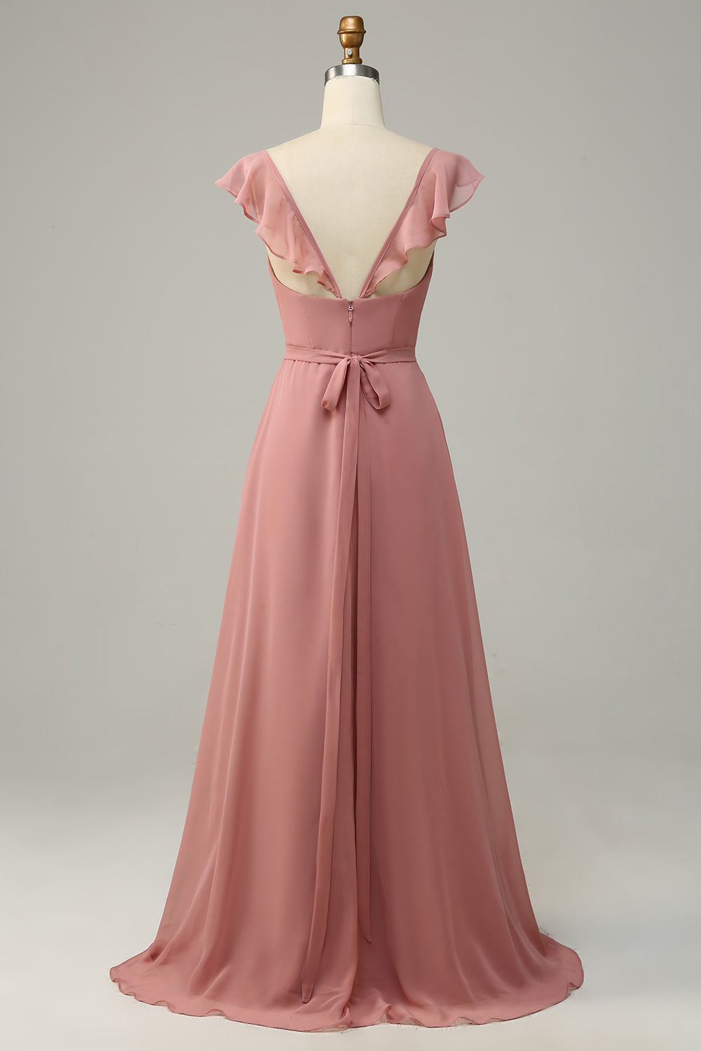 Chiffon simple party dress, custom dusty rose evening gown