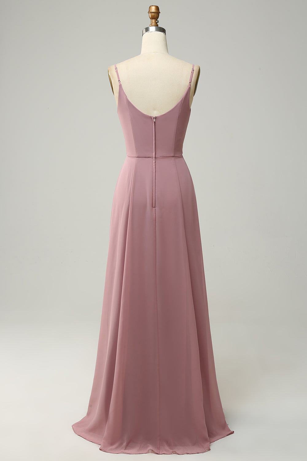 Chiffon simple party dress, custom dusy rose evening gown