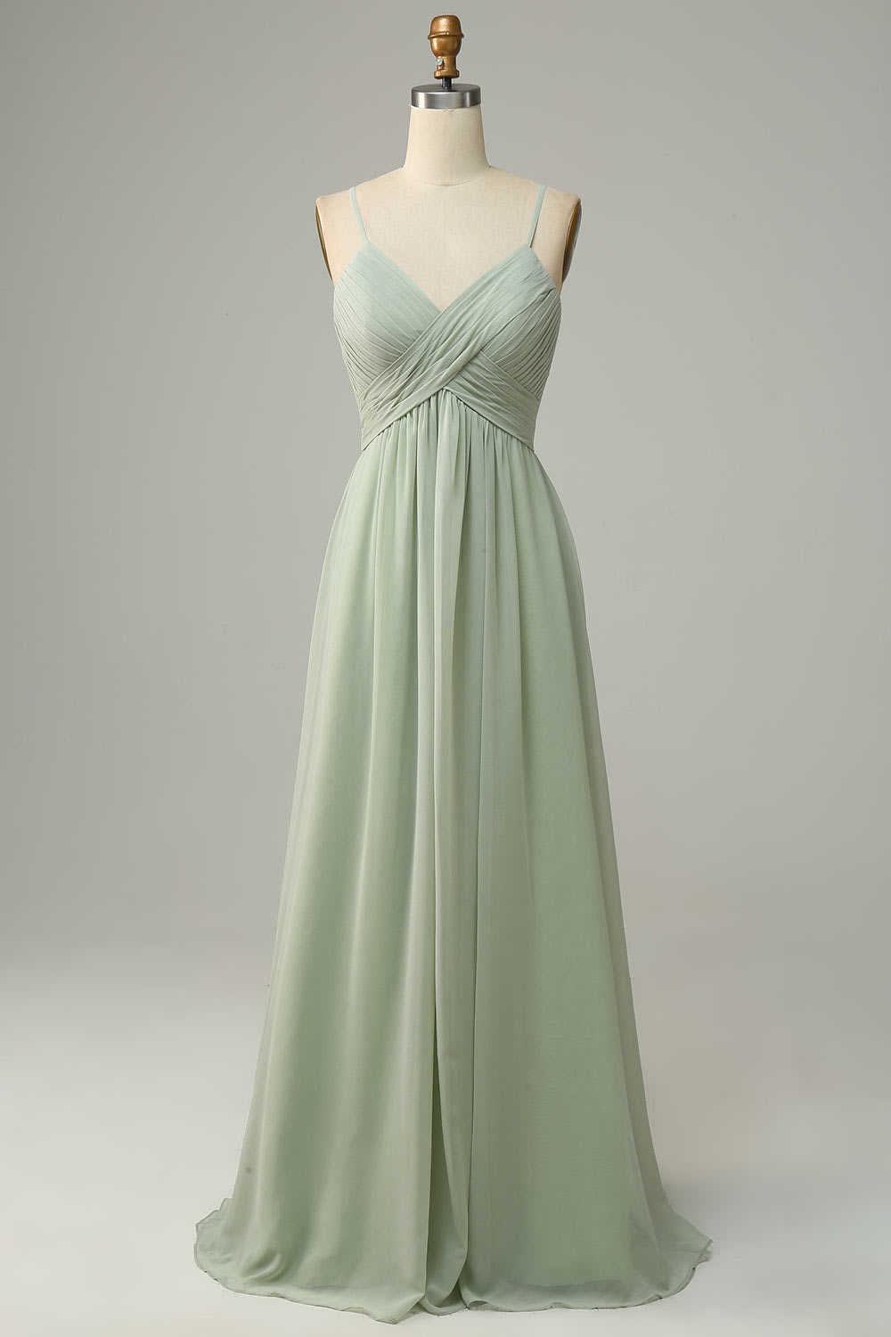 Spaghetti straps chiffon simple party dress, custom dusy sage evening gown