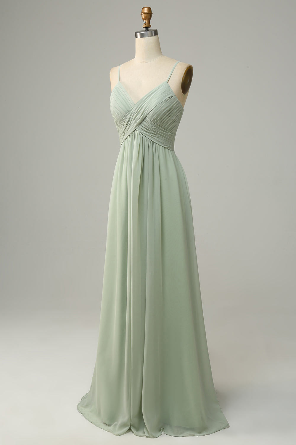 Spaghetti straps chiffon simple party dress, custom dusy sage evening gown