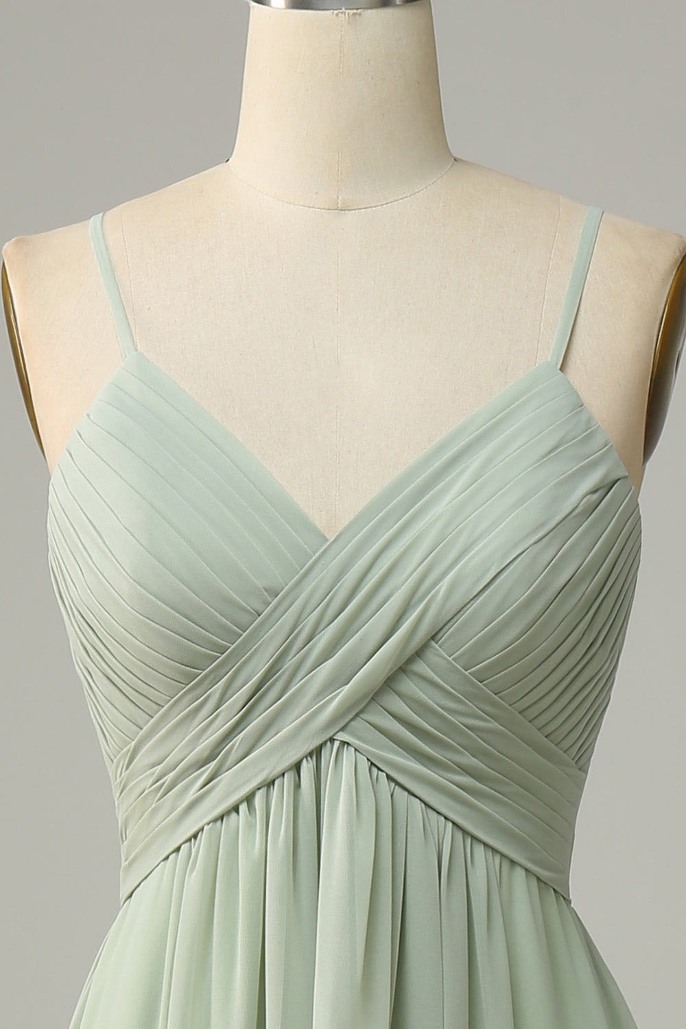 Spaghetti straps chiffon simple party dress, custom dusy sage evening gown