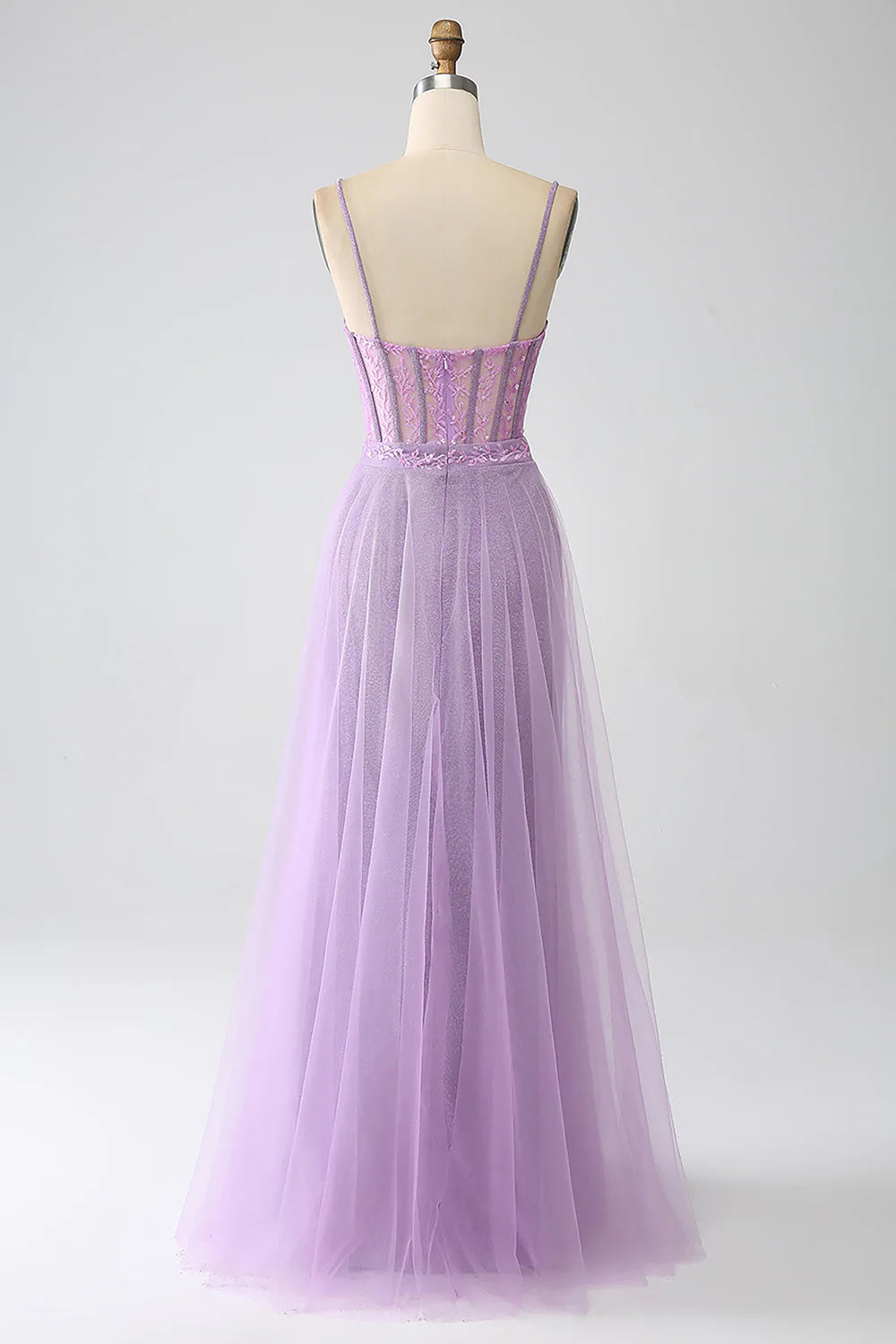 Elegant Lilac Prom Dress, Chic Princess Dress, Spaghetti Straps A-line Corset Evening Dress, Long Formal Dress, Custom Handmade Party Gown