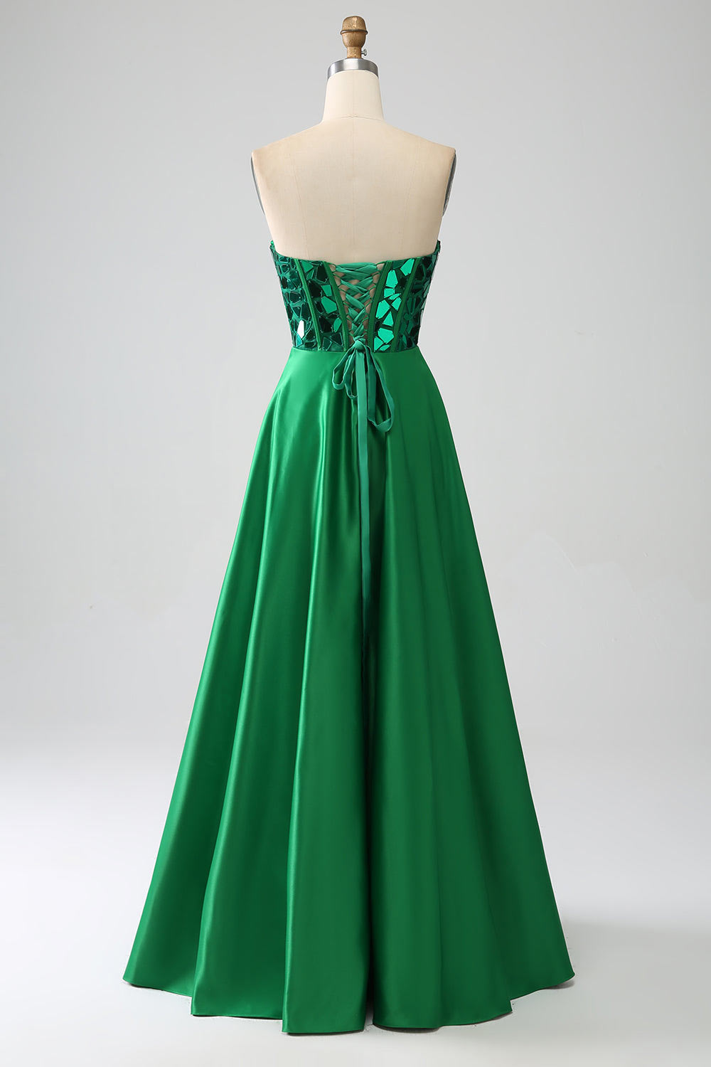 Strapless larger sequin party dress, custom dark green evening gown