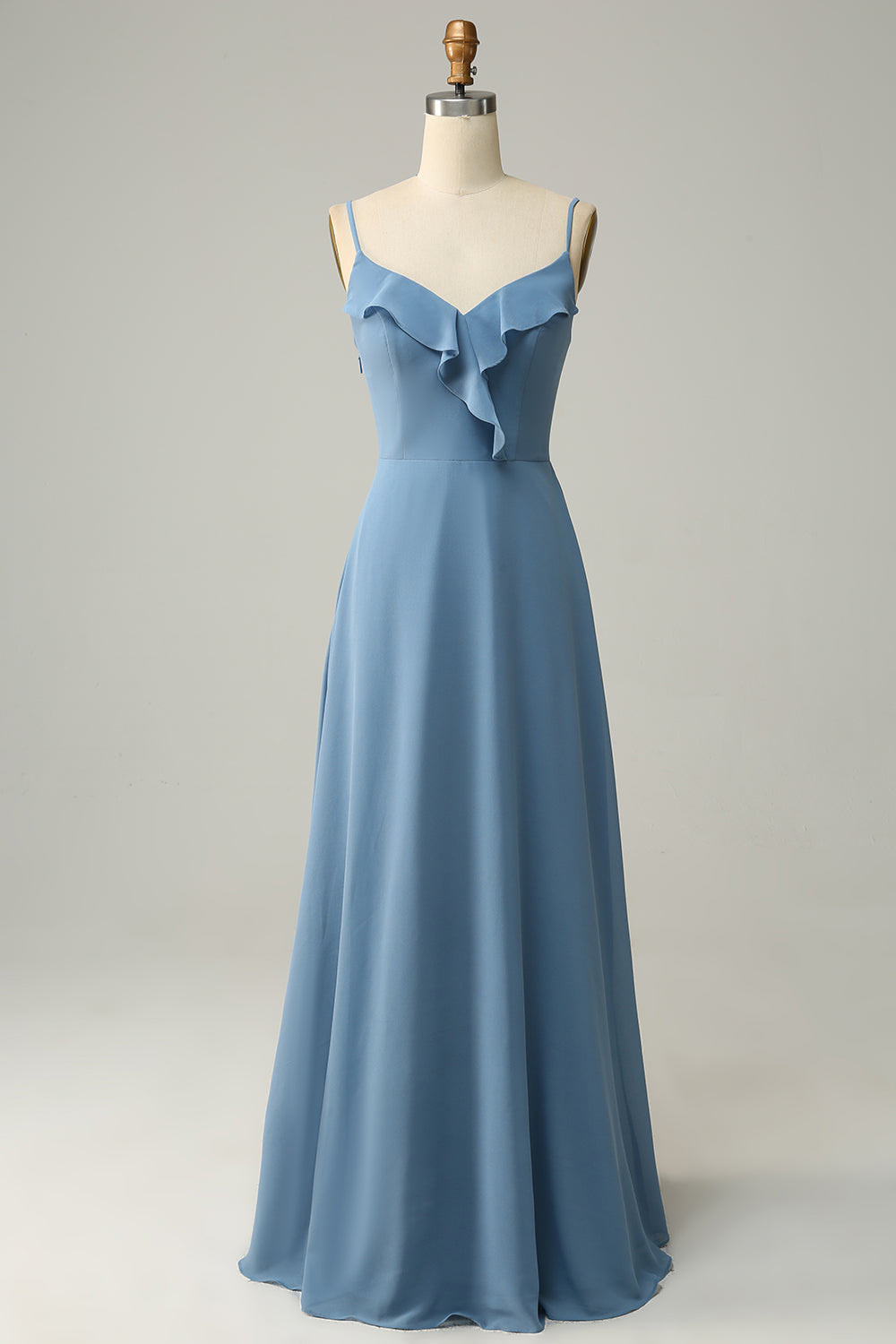 Chiffon simple party dress, custom grey blue evening gown