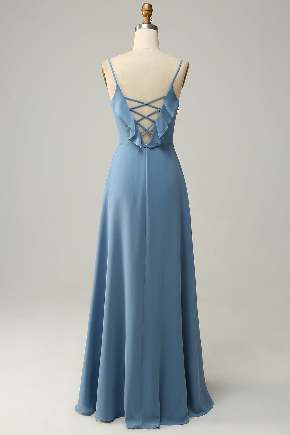 Chiffon simple party dress, custom grey blue evening gown