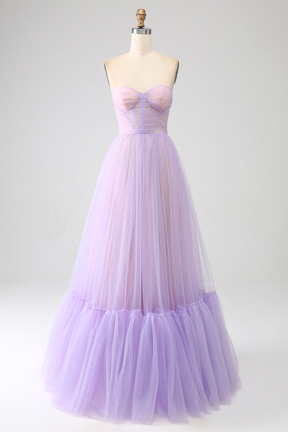 Lilac tulle pary dress, custom simple evening dress