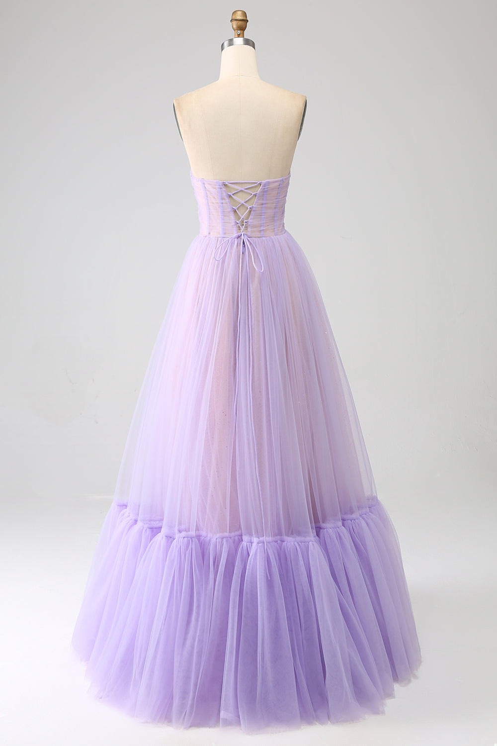 Lilac tulle pary dress, custom simple evening dress