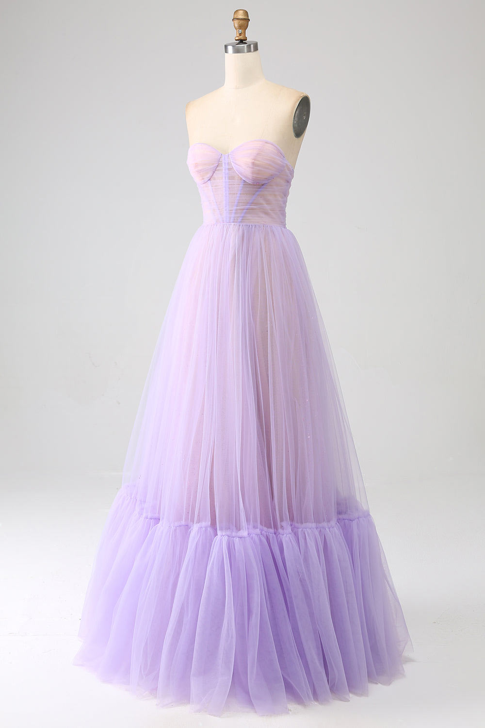 Lilac tulle pary dress, custom simple evening dress