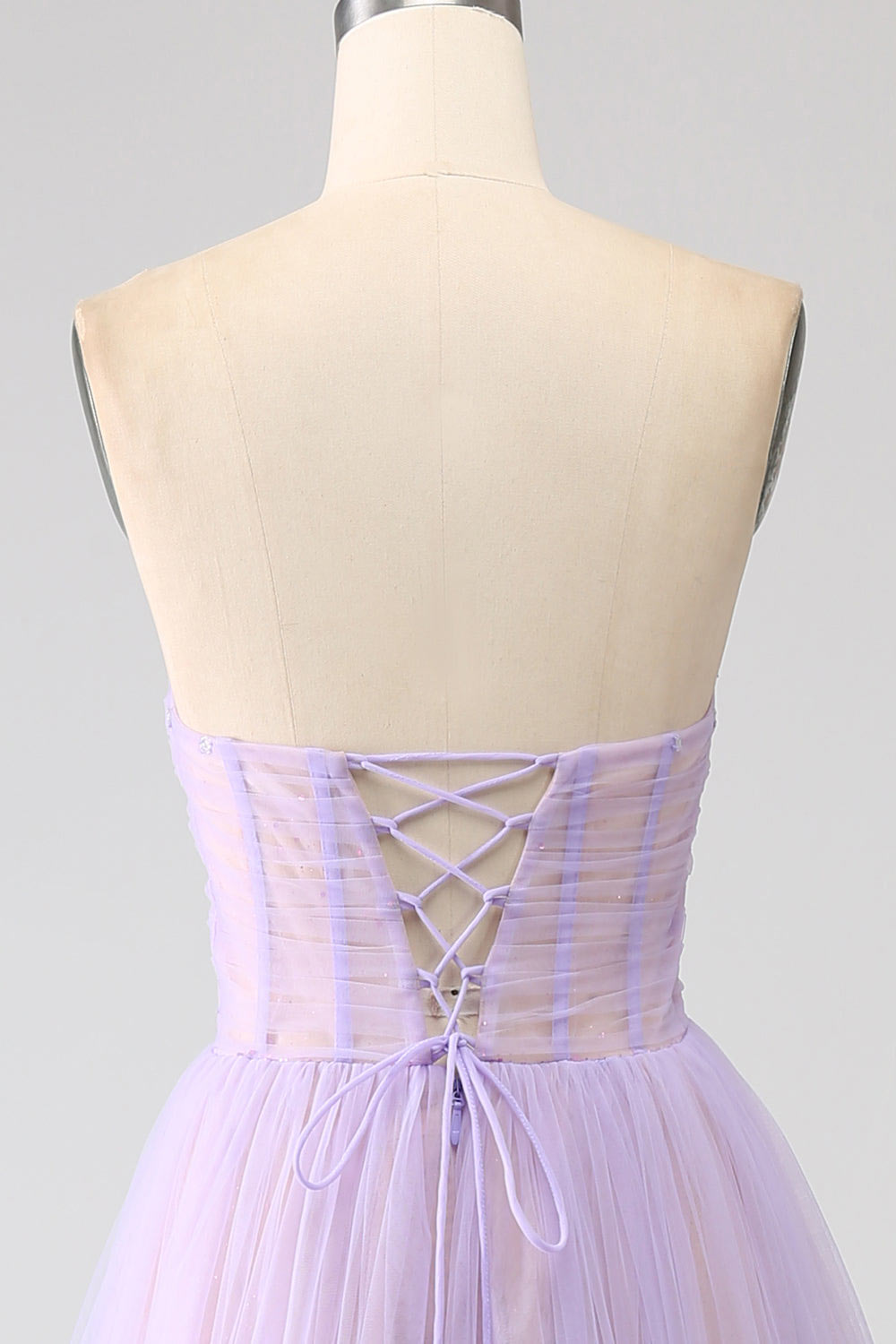 Lilac tulle pary dress, custom simple evening dress