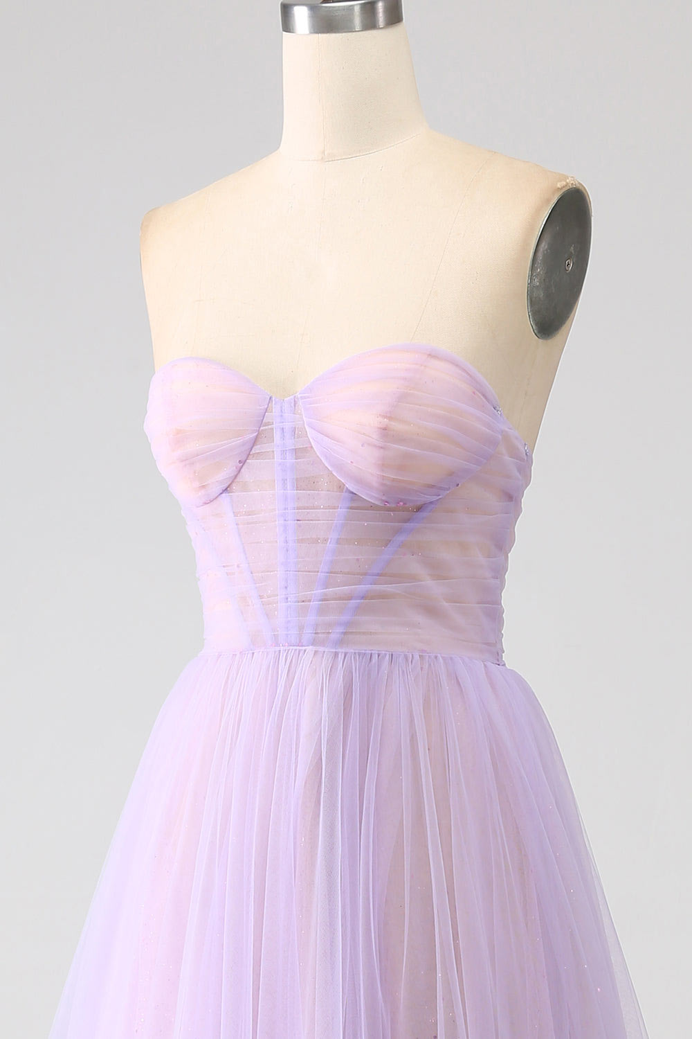 Lilac tulle pary dress, custom simple evening dress