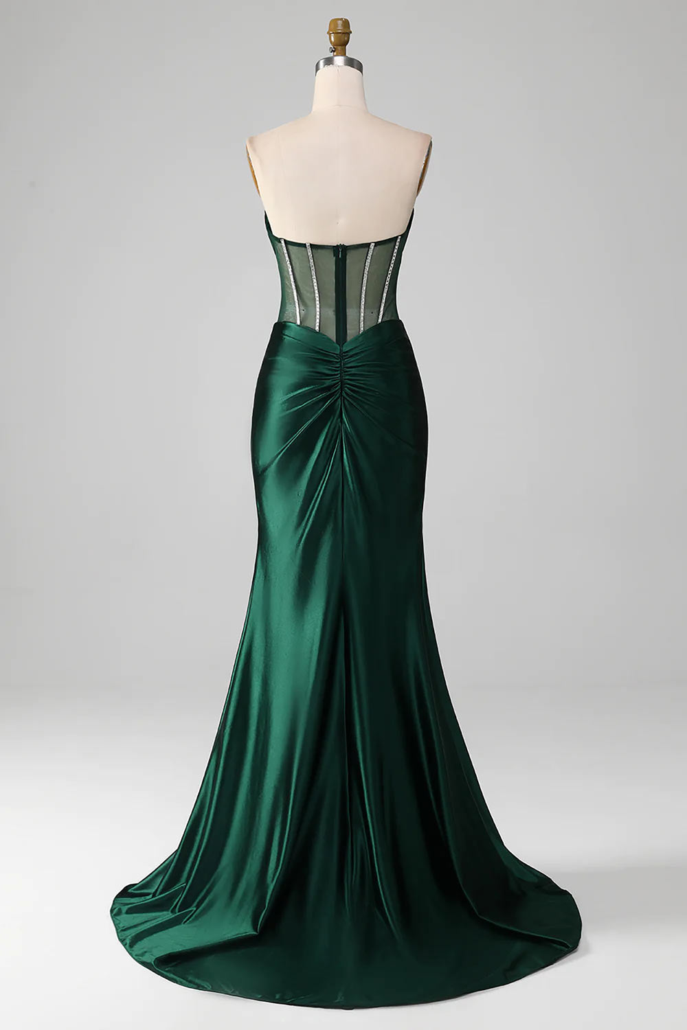 Green Mermaid Dark Green Party Dress, Formal Dress with Slit, Handmade Evening Dress