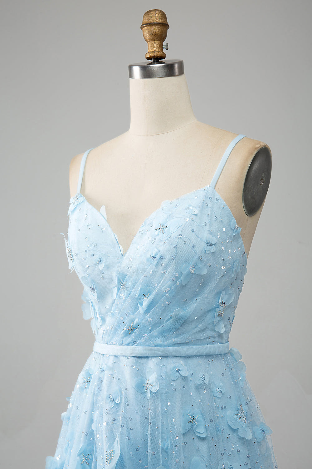 3D Embroidery butterfly sky blue prom dress, custom fairy princess party dress