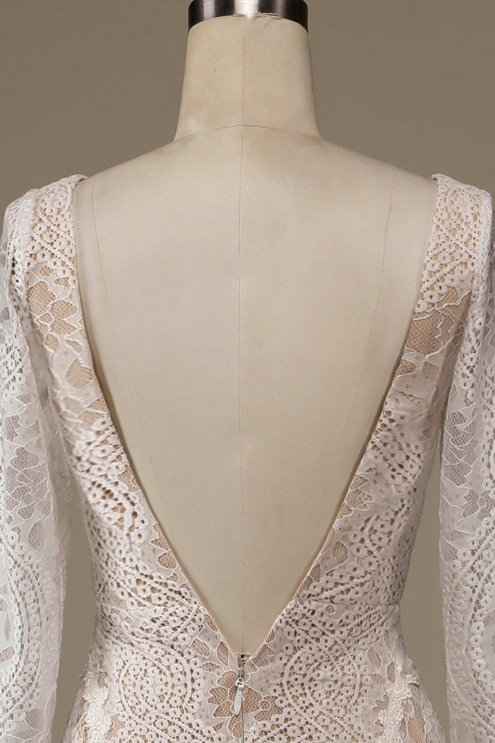 Custom long sleeve wedding dress, vintage wedding gown, champagne bridal dress