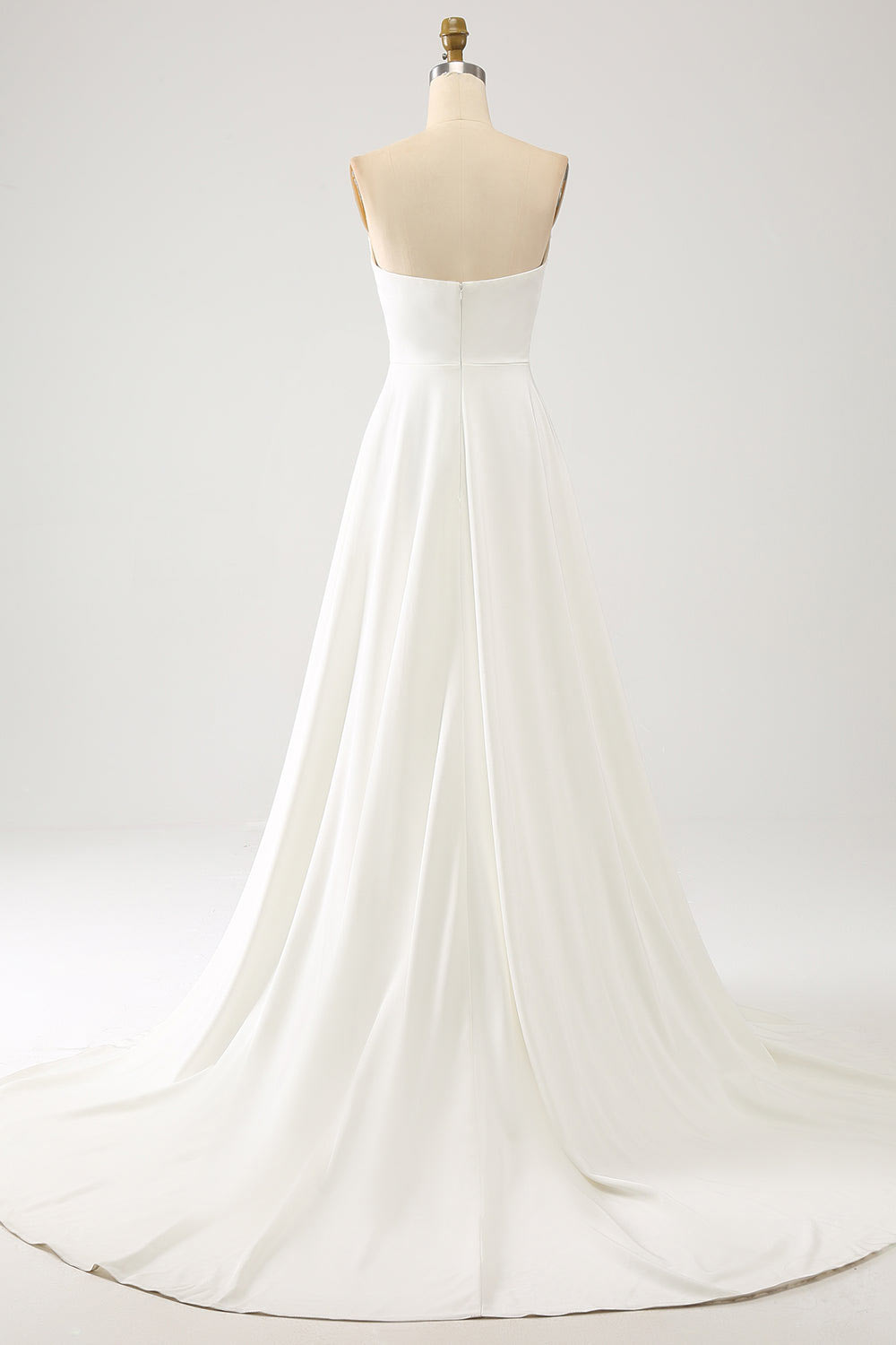 3D butterfly sleeve wedding dress, simple slit bridal dress, custom wedding gown