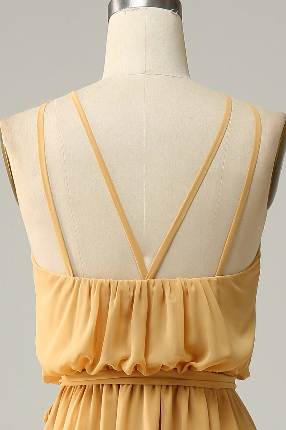 Chiffon simple party dress, custom yellow evening gown