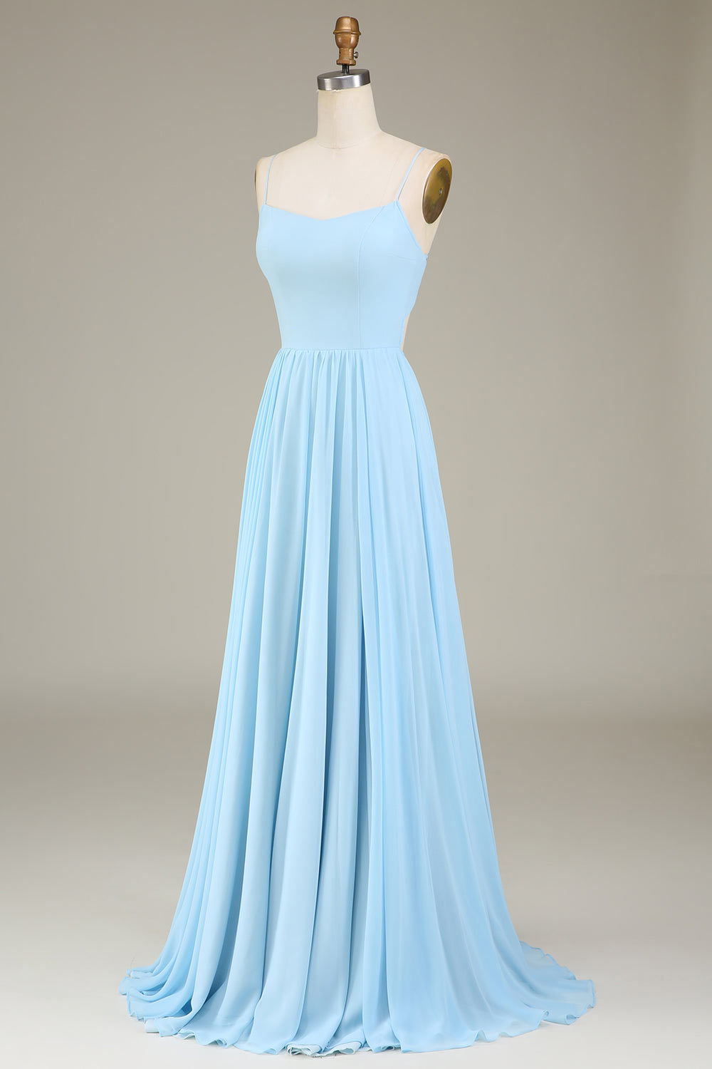 Spaghetti straps tulle evening dress, custom light blue party dress