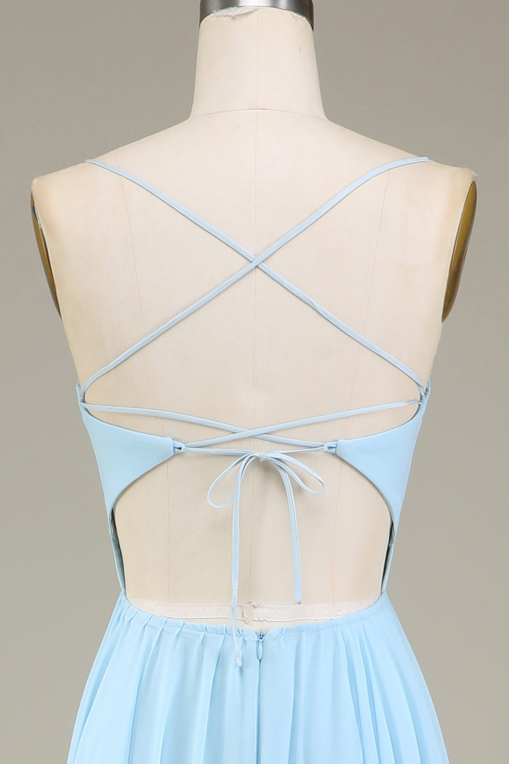 Spaghetti straps tulle evening dress, custom light blue party dress