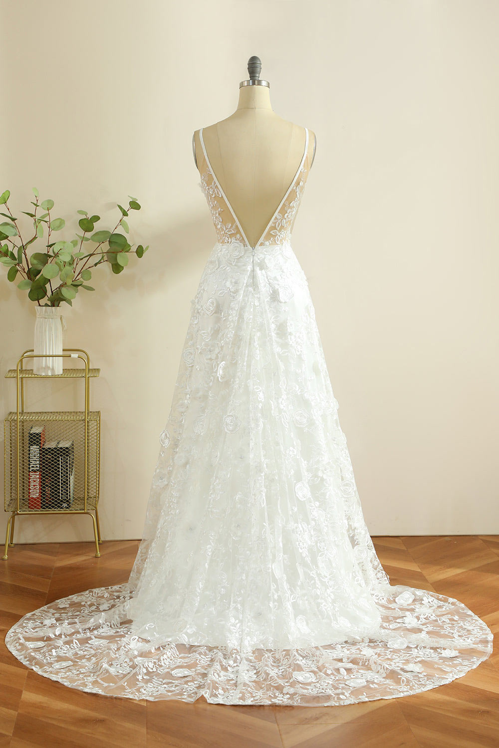 Handmade 3D floral embroidery lace wedding dress, custom wedding dress, bridal dresses, fairy wedding dress