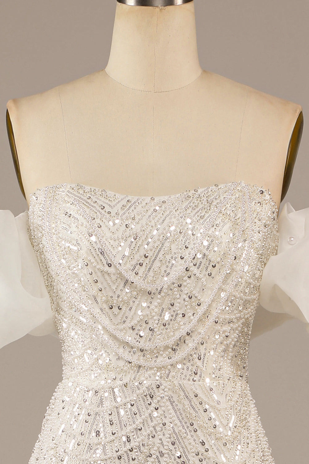 Beaded wedding dress, sequin bridal dress, shinning white wedding dress