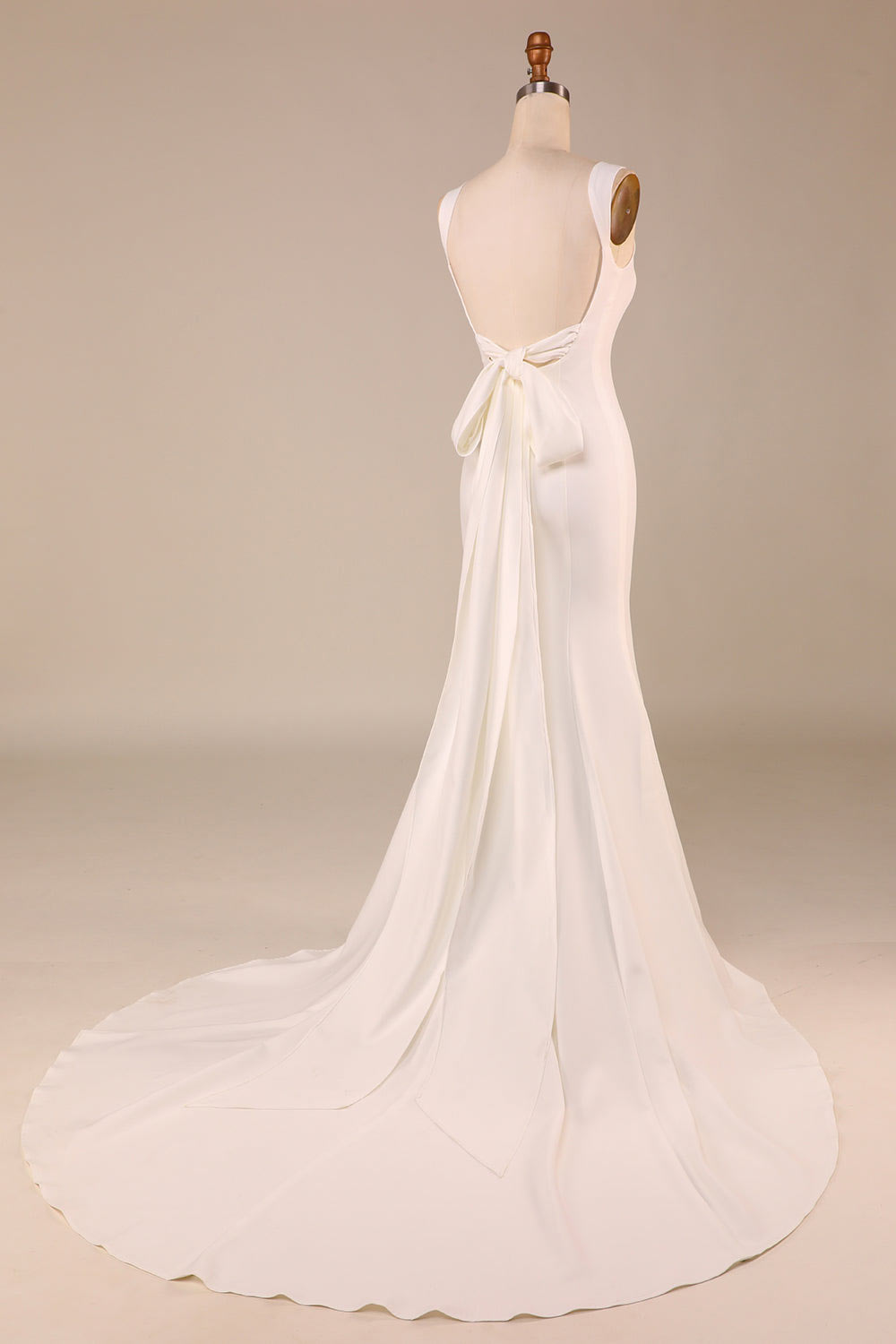 Satin wedding dress, train bridal dress, open back wedding grown